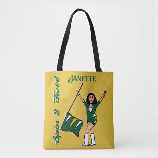 Tote Bag Drapeau personnalisé Fourre-tout (Vert Or Blanc) B (Devant)