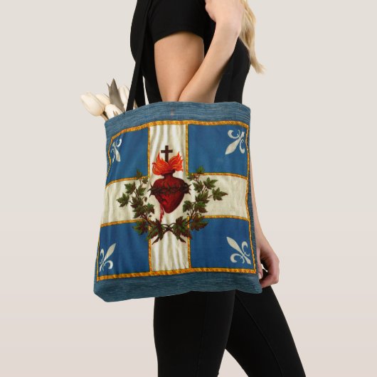 Tote Bag Drapeau Québec antique Carillon Sacré-Cœur (De près)