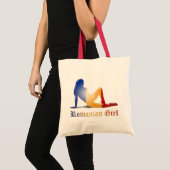 Tote Bag Drapeau roumain de silhouette de fille (Devant (produit))