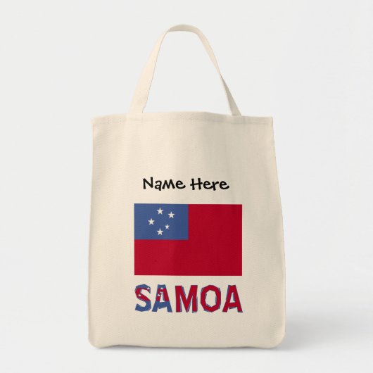 Tote Bag Drapeau samoan Samoa noir Personnalisation (Devant)