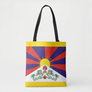Tote Bag Drapeau Tibet & Lions de Neige - Himalaya
