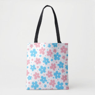 Tote Bag Drapeau Transgenre Fierté Fleurs Doodle Pastel