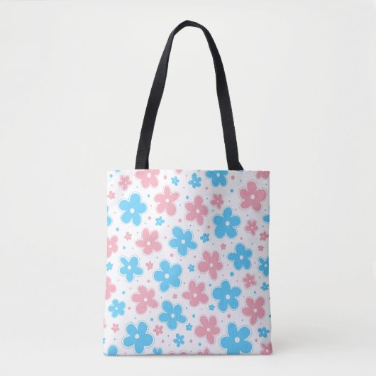 Tote Bag Drapeau Transgenre Fierté Fleurs Doodle Pastel (Devant)