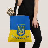 Tote Bag Drapeau ukrainien avec armoiries et texte personna (De près)