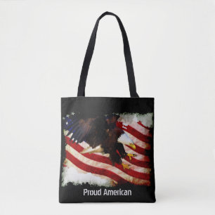 Tote Bag Drapeau USA déchiré Grunge & Aigle américain