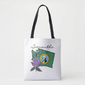 Tote Bag Drapeau Washington et Fleur Rhododendron Pacifique (Devant)
