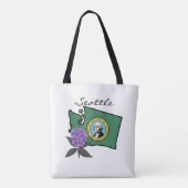 Tote Bag Drapeau Washington et Fleur Rhododendron Pacifique (Dos)