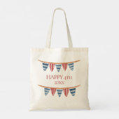 Tote Bag Drapeaux de plage nautiques côtiers monogrammes (Dos)