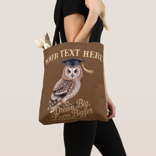 Tote Bag Dream Big Learn Bigger Personalized Owl Graduation (De près)