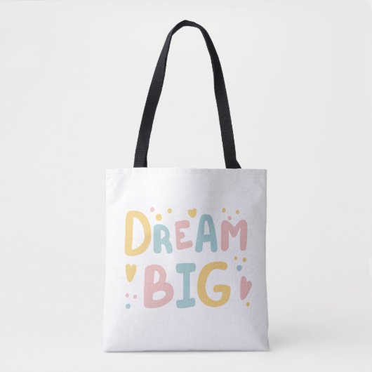 Tote Bag Dream Big Pastel Hearts (Devant)