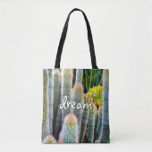 Tote Bag Dream Script Fuzzy Green Cactus Photo Succulent (Devant)