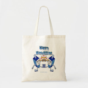 Tote Bag Dreidels de Hanoukka dansants et beignets de gelée