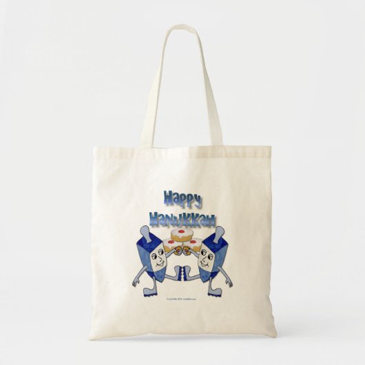 Tote Bag Dreidels de Hanoukka dansants et beignets de gelée (Devant)