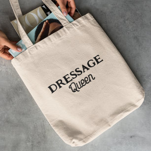 Tote Bag Dressage Queen Black Retro Script Nom équestre
