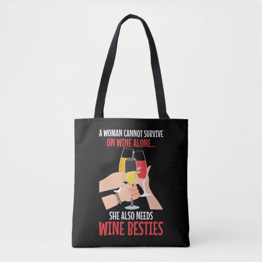 Tote Bag Drinker Besties Diva, une amie des vins (Devant)