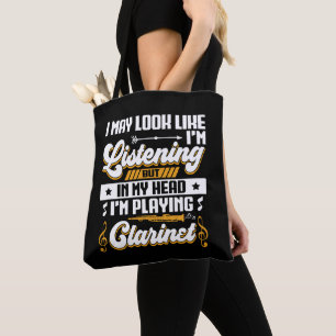 Tote Bag Drôle à écouter dans ma tête Je joue Clarinet