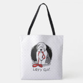 Tote Bag Drôle Allons-y ! Walk Old English Sheepdog (Gris 1 (Devant)