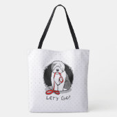 Tote Bag Drôle Allons-y ! Walk Old English Sheepdog (Gris 1 (Dos)