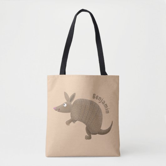 Tote Bag Drôle armadillo joyeux dessin animé (Devant)