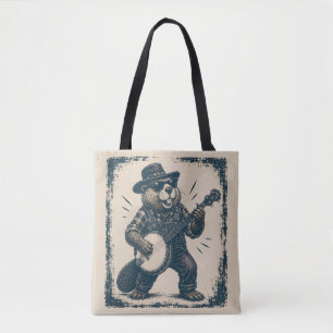Tote Bag Drôle Art de musique country vintage Bluegrass Cas