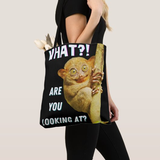 Tote Bag Drôle Big Eyed Tarsier Ce que vous regardez (De près)