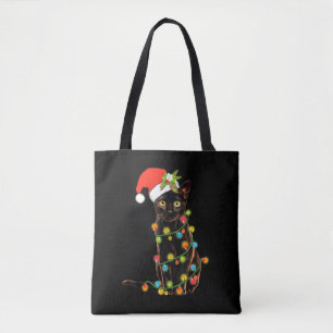 Tote Bag Drôle cadeau de chat noir Poussant arbre de Noël