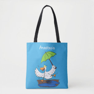 Tote Bag Drôle canard avec parapluie dessin animé