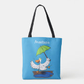 Tote Bag Drôle canard avec parapluie dessin animé (Dos)