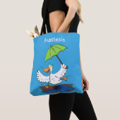Tote Bag Drôle canard avec parapluie dessin animé (De près)