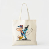 Tote Bag Drôle Caricature de baseball lanceur d'une balle r (Devant)