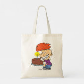Tote Bag Drôle caricaturiste avec gâteau d'anniversaire au  (Dos)
