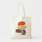 Tote Bag Drôle caricaturiste avec gâteau d'anniversaire au  (Devant)