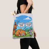 Tote Bag Drôle Cartoon Chien, Chat et souris (De près)