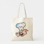 Tote Bag Drôle Cartoon Cochon Chef avec Casquette (Dos)