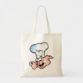 Tote Bag Drôle Cartoon Cochon Chef avec Casquette (Devant)