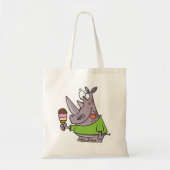 Tote Bag Drôle Cartoon Rhino Manger de la crème glacée mign (Devant)