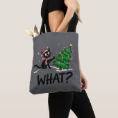 Tote Bag Drôle Chat Noir Poussant Arbre De Noël Chat Quoi ? (De près)