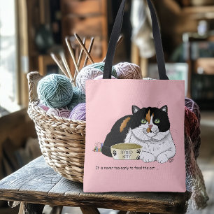 Tote Bag Drôle Chat Tacheté Gâté Nourrir Rose