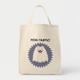 Tote Bag Drôle Chien caricature Poméranien blanc