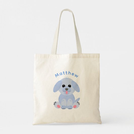 Tote Bag Drôle Chien Chien Chien Chien Caricature Bleu Past (Dos)
