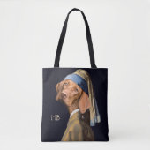 Tote Bag Drôle chien fille avec une perle oreille Vermeer P (Devant)