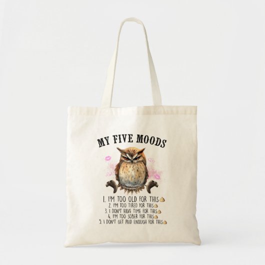 Tote Bag Drôle Chouette Grumpy Dit (Devant)