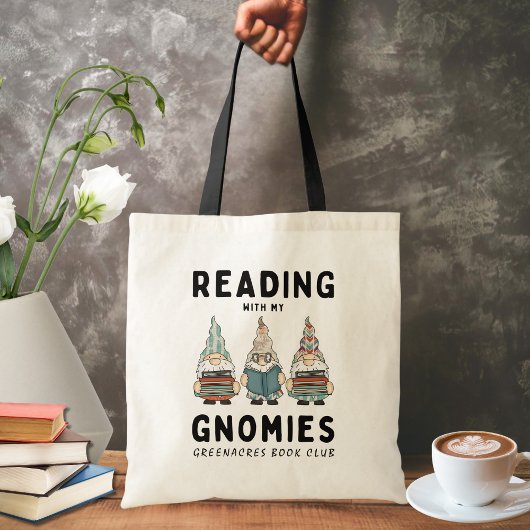 Tote Bag Drôle Club de livre Nom lecture avec mes Gnomies