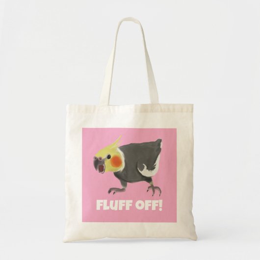 Tote Bag Drôle Colère Normal Gris Cockatiel Fluff Off (Devant)