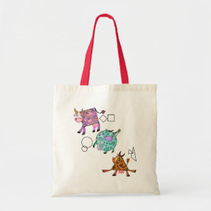 Tote Bag Drôle coloré Géométrique Vaches dessin de dessin