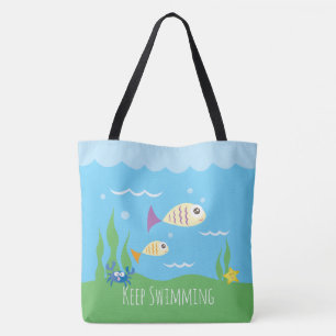 Tote Bag Drôle continuez juste à nager les poissons