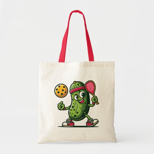 Tote Bag Drôle cornichon jouant au pickleball (Devant)