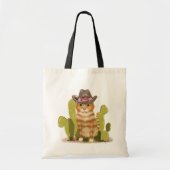 Tote Bag Drôle Cowboy Chat (Devant)