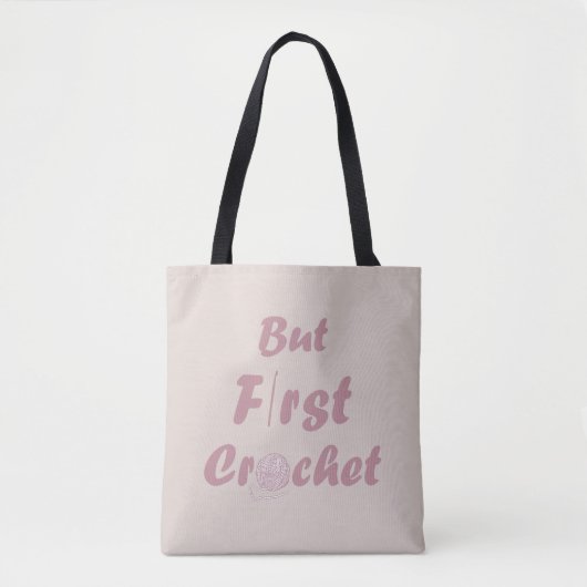 Tote Bag Drôle crochet disant tricot citation (Devant)