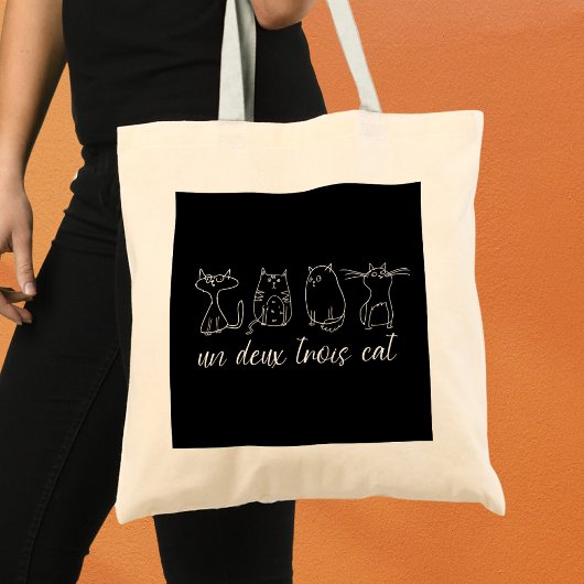 Tote Bag Drôle Cute Chat Un Deux Trois